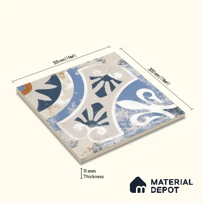 Moroccan Wall & Floor Tile TL 04801 Zellige Rustic Tulsa Multi Colour 1 ft x 1 ft Porcelain Matte Finish - 11 mm | Suitable for Kitchen, Bathroom, Balcony | Please Expect a Slight Variation of Pattern