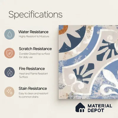 Moroccan Wall & Floor Tile TL 04801 Zellige Rustic Tulsa Multi Colour 1 ft x 1 ft Porcelain Matte Finish - 11 mm | Suitable for Kitchen, Bathroom, Balcony | Please Expect a Slight Variation of Pattern