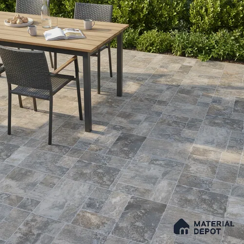 Parking Punch Tile TL 04803 B Rustique Elegance Noir Grey 16 x 16 inch Vitrified Matte Finish - 12 mm | Suitable for Parking, Terrace, Balcony, Courtyard | Pattern Alignment May Vary | 2-3 mm Spacer is Mandatory