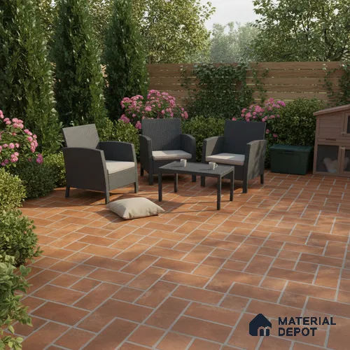 Punch Tile TL 04805 Rustique Elegance Brick Brown 16 x 16 inch Vitrified Matte Finish - 12 mm | Suitable for Parking, Terrace, Balcony, Courtyard | Heavy Duty Digital Anti Skid Parking Floor | Pattern Alignment May Vary | 2-3 mm Spacer is Mandatory