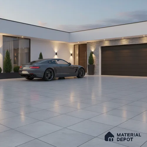 Punch Tile TL 04806 Rustique Elegance Silver Punch 16 x 16 inch Vitrified Matte Finish - 12 mm | Suitable for Parking, Terrace, Balcony, Courtyard | Heavy Duty Digital Anti Skid Parking Floor | Pattern Alignment May Vary | 2-3 mm Spacer is Mandatory