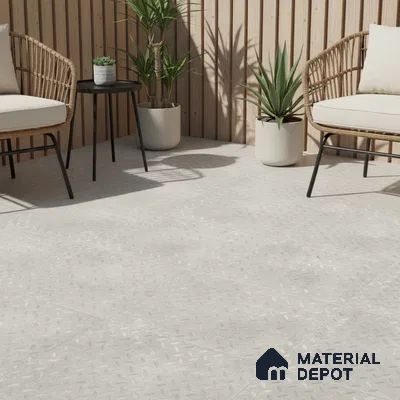 Punch Tile TL 04806 Rustique Elegance Silver Punch 16 x 16 inch Vitrified Matte Finish - 12 mm | Suitable for Parking, Terrace, Balcony, Courtyard | Heavy Duty Digital Anti Skid Parking Floor | Pattern Alignment May Vary | 2-3 mm Spacer is Mandatory (Sample)