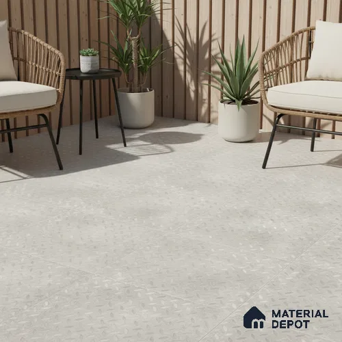 Punch Tile TL 04806 Rustique Elegance Silver Punch 16 x 16 inch Vitrified Matte Finish - 12 mm | Suitable for Parking, Terrace, Balcony, Courtyard | Heavy Duty Digital Anti Skid Parking Floor | Pattern Alignment May Vary | 2-3 mm Spacer is Mandatory