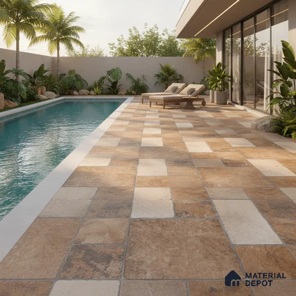 Stone Tile TL 04807 B Rustique Elegance Cotto Brown 16 x 16 inch Vitrified Matte Finish - 12 mm | Suitable for Parking, Terrace, Balcony, Courtyard | Heavy Duty Digital Anti Skid Parking Floor | Pattern Alignment May Vary | 2-3 mm Spacer is Mandatory