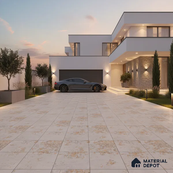 Punch Tile TL 04808 B Rustique Elegance Rustic Beige 16 x 16 inch Vitrified Matte Finish - 12 mm | Suitable for Parking, Terrace, Balcony, Courtyard | Heavy Duty Digital Anti Skid Parking Floor | Pattern Alignment May Vary | 2-3 mm Spacer is Mandatory (Sample)
