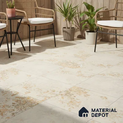 Punch Tile TL 04808 B Rustique Elegance Rustic Beige 16 x 16 inch Vitrified Matte Finish - 12 mm | Suitable for Parking, Terrace, Balcony, Courtyard | Heavy Duty Digital Anti Skid Parking Floor | Pattern Alignment May Vary | 2-3 mm Spacer is Mandatory (Sample)