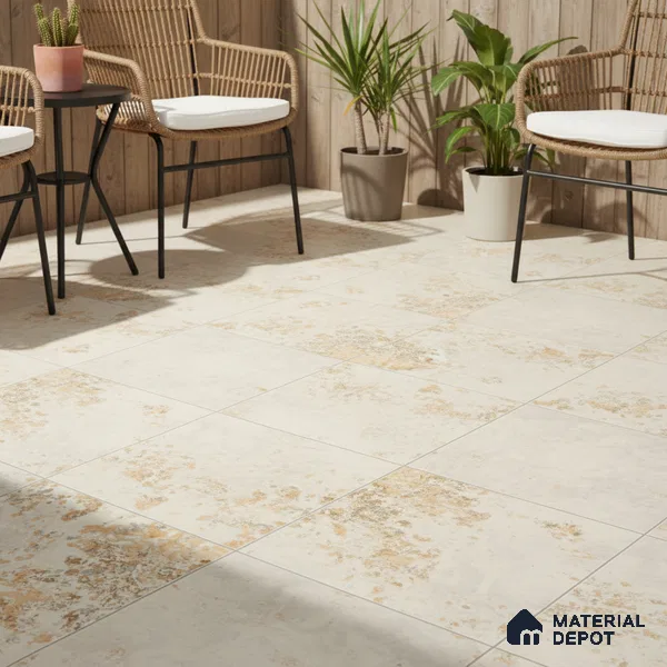 Punch Tile TL 04808 B Rustique Elegance Rustic Beige 16 x 16 inch Vitrified Matte Finish - 12 mm | Suitable for Parking, Terrace, Balcony, Courtyard | Heavy Duty Digital Anti Skid Parking Floor | Pattern Alignment May Vary | 2-3 mm Spacer is Mandatory (Sample)