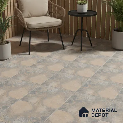 Punch Tile TL 04808 Rustique Elegance Rustic Earth Brown 16 x 16 inch Vitrified Matte Finish - 12 mm | Suitable for Parking, Terrace, Balcony, Courtyard | Heavy Duty Digital Anti Skid Parking Floor | Pattern Alignment May Vary | 2-3 mm Spacer is Mandatory (Sample)
