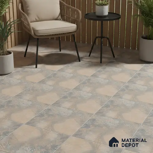 Punch Tile TL 04808 Rustique Elegance Rustic Earth Brown 16 x 16 inch Vitrified Matte Finish - 12 mm | Suitable for Parking, Terrace, Balcony, Courtyard | Heavy Duty Digital Anti Skid Parking Floor | Pattern Alignment May Vary | 2-3 mm Spacer is Mandatory