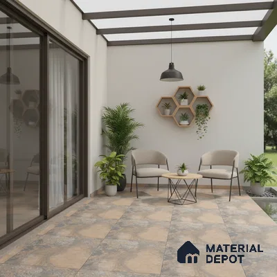 Punch Tile TL 04808 Rustique Elegance Rustic Earth Brown 16 x 16 inch Vitrified Matte Finish - 12 mm | Suitable for Parking, Terrace, Balcony, Courtyard | Heavy Duty Digital Anti Skid Parking Floor | Pattern Alignment May Vary | 2-3 mm Spacer is Mandatory (Sample)
