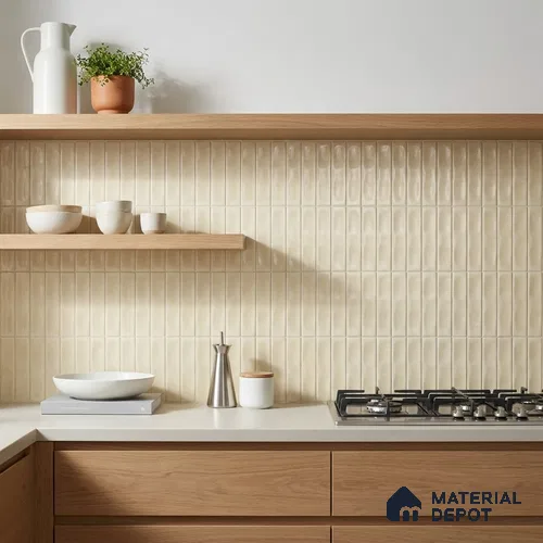 Subway Wall Tile TL 04826 AC Encanto Shade 1 Oxford Ivory 12 x 3 inch Ceramic Glossy Finish - 6.5 mm | Suitable for Highlighter Walls, Foyer, Bathroom, Kitchen Wall & Backsplashes