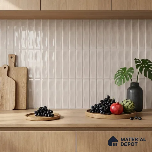 Subway Wall Tile TL 04826 AD Encanto Nimbus Silver 12 x 3 inch Ceramic Glossy Finish - 6.5 mm | Suitable for Highlighter Walls, Foyer, Bathroom, Kitchen Wall & Backsplashes