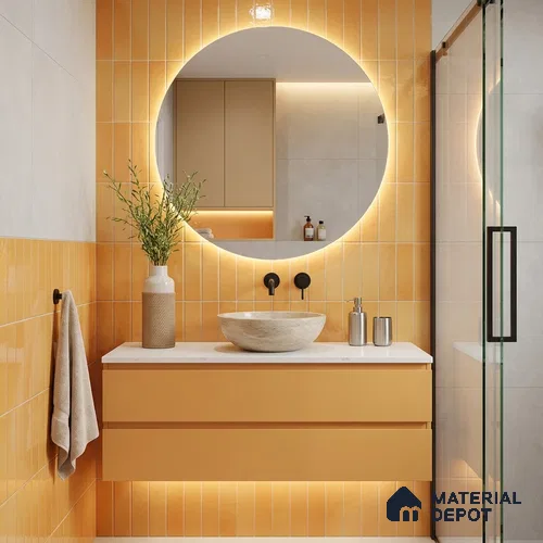 Subway Wall Tile TL 04826 AI Encanto Buttery Yellow 12 x 3 inch Ceramic Glossy Finish - 6.5 mm | Suitable for Highlighter Walls, Foyer, Bathroom, Kitchen Wall & Backsplashes