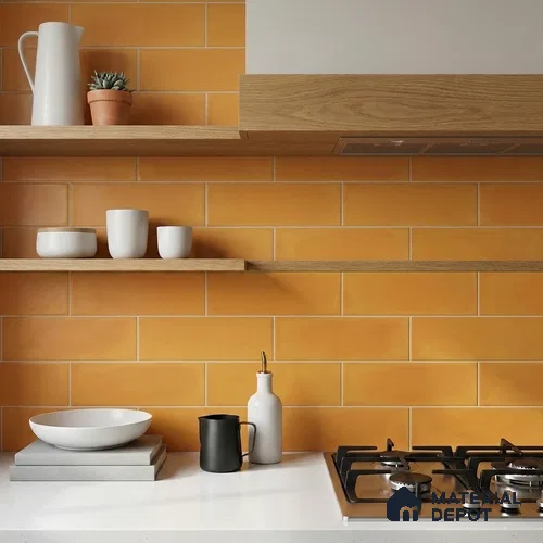 Subway Matte Finish Yellow Ceramic Wall Tile | TL 04826 AJ 1 ft x 3 inch - 6.5 mm | Suitable For Bathroom, Kitchen Backsplash & Restaurant