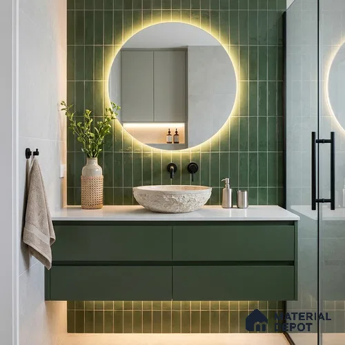 Subway Wall Tile TL 04826 AK Encanto Shade 3 Deep Sea Green 12 x 3 inch Ceramic Glossy Finish - 6.5 mm | Suitable for Highlighter Walls, Foyer, Bathroom, Kitchen Wall & Backsplashes