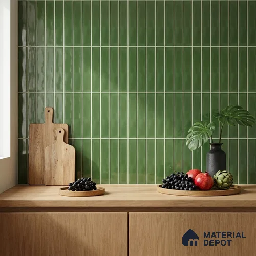 Subway Wall Tile TL 04826 AK Encanto Shade 3 Deep Sea Green 12 x 3 inch Ceramic Glossy Finish - 6.5 mm | Suitable for Highlighter Walls, Foyer, Bathroom, Kitchen Wall & Backsplashes