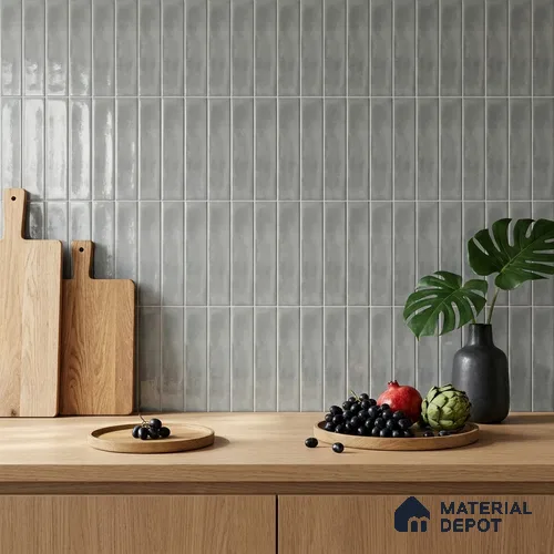 Subway Wall Tile TL 04826 B Encanto Shade 2 Tundra Grey 12 x 3 inch Ceramic Glossy Finish - 6.5 mm | Suitable for Highlighter Walls, Foyer, Bathroom, Kitchen Wall & Backsplashes