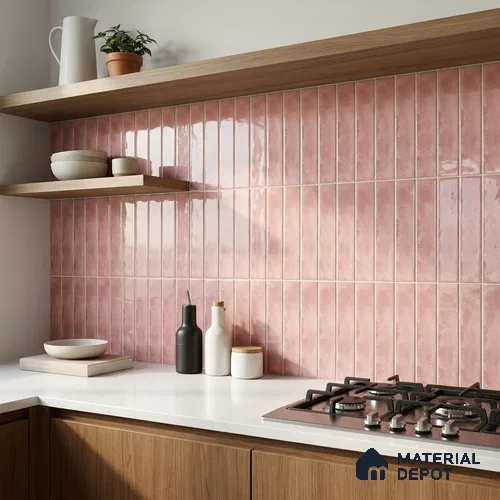 Subway Wall Tile TL 04826 C Encanto Shade 1 Nexa Rose Pink 12 x 3 inch Ceramic Glossy Finish - 6.5 mm | Suitable for Highlighter Walls, Foyer, Bathroom, Kitchen Wall & Backsplashes
