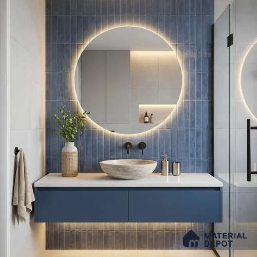 Subway Wall Tile TL 04826 E Encanto Shade 2 Bimini Blue 12 x 3 inch Ceramic Glossy Finish - 6.5 mm | Suitable for Highlighter Walls, Foyer, Bathroom, Kitchen Wall & Backsplashes