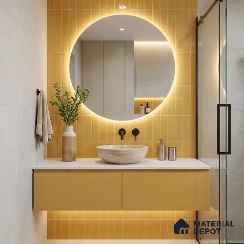 Subway Wall Tile TL 04826 I Encanto Mustard Yellow 12 x 3 inch Ceramic Glossy Finish - 6.5 mm | Suitable for Highlighter Walls, Foyer, Bathroom, Kitchen Wall & Backsplashes