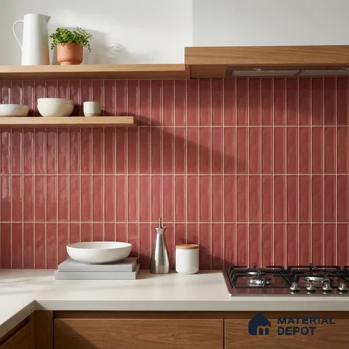Subway Wall Tile TL 04826 J Encanto Burgundy Brown 12 x 3 inch Ceramic Glossy Finish - 6.5 mm | Suitable for Highlighter Walls, Foyer, Bathroom, Kitchen Wall & Backsplashes