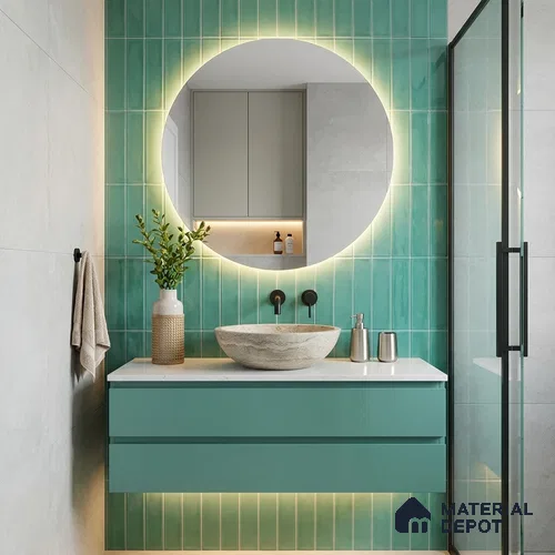 Subway Wall Tile TL 04826 K Encanto Shade 3 Turquoise Greenery 12 x 3 inch Ceramic Glossy Finish - 6.5 mm | Suitable for Highlighter Walls, Foyer, Bathroom, Kitchen Wall & Backsplashes
