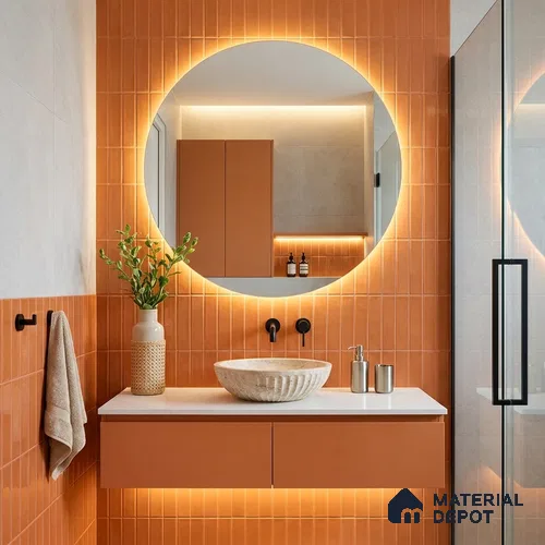 Subway Wall Tile TL 04826 L Encanto Shade 1 Emery Orange 12 x 3 inch Ceramic Glossy Finish - 6.5 mm | Suitable for Highlighter Walls, Foyer, Bathroom, Kitchen Wall & Backsplashes