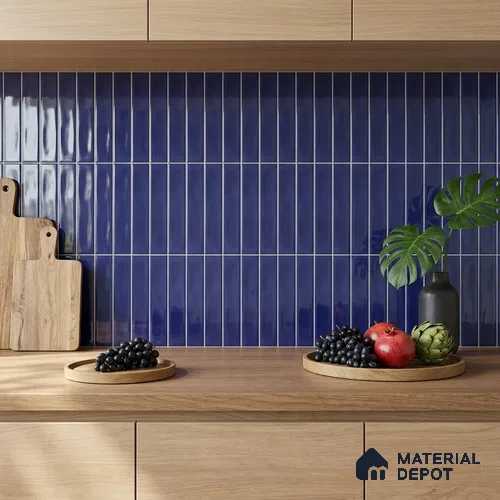 Subway Wall Tile TL 04826 O Encanto Shade 4 Azul Navia 12 x 3 inch Ceramic Glossy Finish - 6.5 mm | Suitable for Highlighter Walls, Foyer, Bathroom, Kitchen Wall & Backsplashes