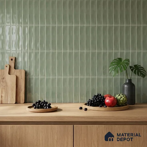Subway Wall Tile TL 04826 W Encanto Shade 1 Emerald Isle 12 x 3 inch Ceramic Glossy Finish - 6.5 mm | Suitable for Highlighter Walls, Foyer, Bathroom, Kitchen Wall & Backsplashes