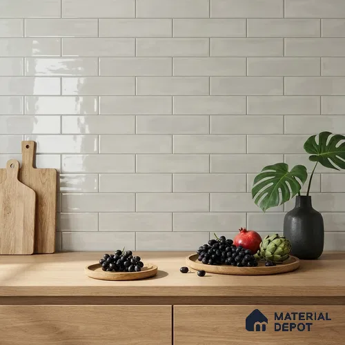 Subway Wall Tile TL 04826 X Encanto Shade 2 Glam Silver 12 x 3 inch Ceramic Glossy Finish - 6.5 mm | Suitable for Highlighter Walls, Foyer, Bathroom, Kitchen Wall & Backsplashes