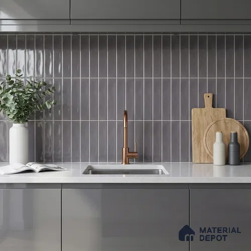 Subway Glossy Finish Grey Ceramic Wall Tile | TL 04826 Y 1 ft x 3 inch - 6.5 mm | Suitable For Bathroom, Kitchen Backsplash & Restaurant