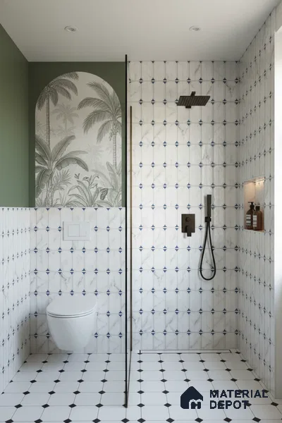 Faux Subway Wall Tile TL 04920 E Estilo Retro Capsule 1 Venatino 1 ft x 1 ft Ceramic Matte Finish - 9 mm | Suitable for Highlighter Walls, Foyer, Bathroom, Kitchen Wall & Backsplashes | Please Expect a Slight Variation of Pattern (Sample)