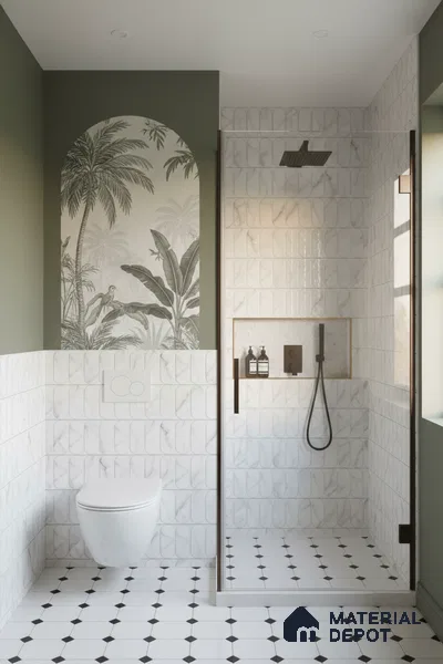 Faux Subway Wall Tile TL 04920 F Estilo Retro Plain Venatino 1 ft x 1 ft Ceramic Matte Finish - 9 mm | Suitable for Highlighter Walls, Foyer, Bathroom, Kitchen Wall & Backsplashes | Please Expect a Slight Variation of Pattern (Sample)
