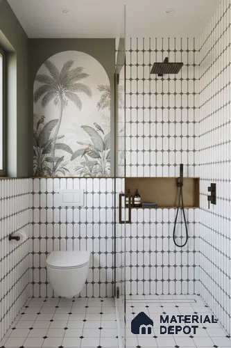 Faux Subway Wall Tile TL 04920 G Estilo Retro Capsule 1 Urban Charcoal 1 ft x 1 ft Ceramic Matte Finish - 9 mm | Suitable for Highlighter Walls, Foyer, Bathroom, Kitchen Wall & Backsplashes | Please Expect a Slight Variation of Pattern