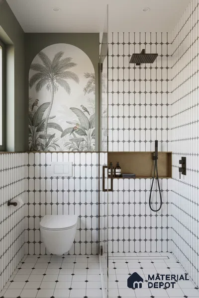 Faux Subway Wall Tile TL 04920 G Estilo Retro Capsule 1 Urban Charcoal 1 ft x 1 ft Ceramic Matte Finish - 9 mm | Suitable for Highlighter Walls, Foyer, Bathroom, Kitchen Wall & Backsplashes | Please Expect a Slight Variation of Pattern