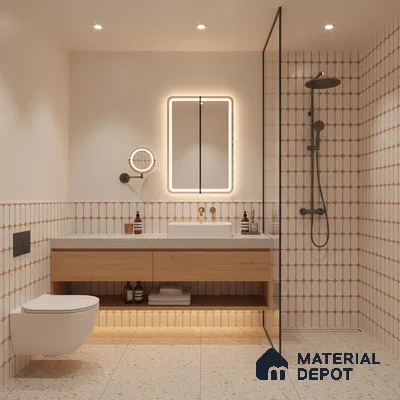 Faux Subway Wall Tile TL 04920 K Estilo Retro Capsule 1 Orange Ornato 1 ft x 1 ft Ceramic Matte Finish - 9 mm | Suitable for Highlighter Walls, Foyer, Bathroom, Kitchen Wall & Backsplashes | Please Expect a Slight Variation of Pattern (Sample)