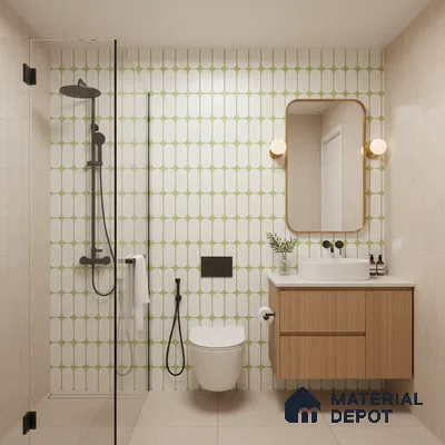 Faux Subway Wall Tile TL 04920 O Estilo Retro Capsule 1 Olive Green 1 ft x 1 ft Ceramic Matte Finish - 9 mm | Suitable for Highlighter Walls, Foyer, Bathroom, Kitchen Wall & Backsplashes | Please Expect a Slight Variation of Pattern (Sample)