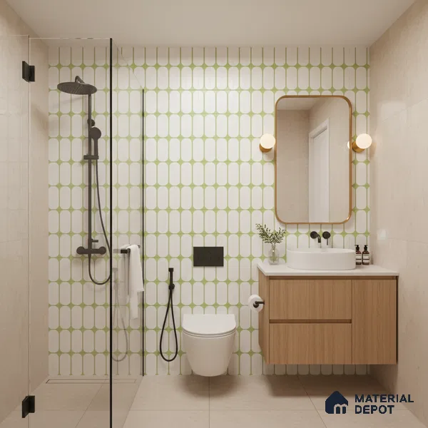 Faux Subway Wall Tile TL 04920 O Estilo Retro Capsule 1 Olive Green 1 ft x 1 ft Ceramic Matte Finish - 9 mm | Suitable for Highlighter Walls, Foyer, Bathroom, Kitchen Wall & Backsplashes | Please Expect a Slight Variation of Pattern (Sample)