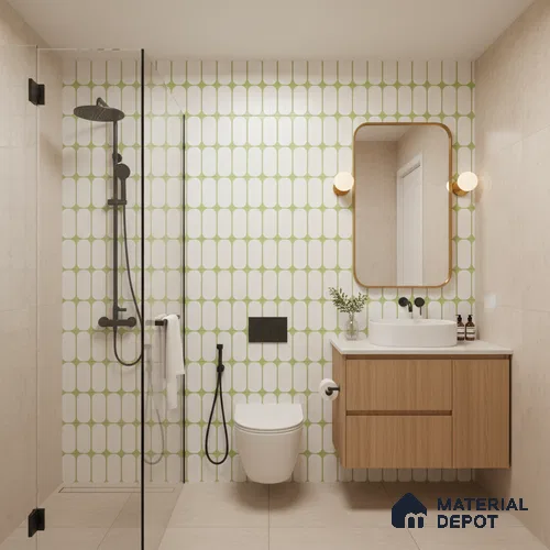 Faux Subway Wall Tile TL 04920 O Estilo Retro Capsule 1 Olive Green 1 ft x 1 ft Ceramic Matte Finish - 9 mm | Suitable for Highlighter Walls, Foyer, Bathroom, Kitchen Wall & Backsplashes | Please Expect a Slight Variation of Pattern