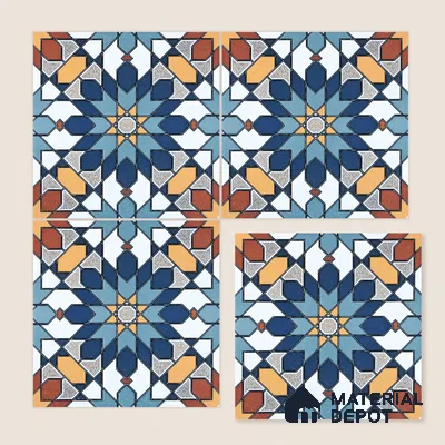 Moroccan Wall & Floor Tile TL 04921 Base & Bloom Decor Solid Blue 1 ft x 1 ft Ceramic Matte Finish - 9 mm | Suitable for Bathroom, Kitchen, Dining Area | Please Expect a Slight Variation of Pattern