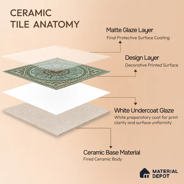Moroccan Wall Tile TL 04930 C Imperial Grace Decor Antique Floral Green 1 ft x 1 ft Ceramic Matte Finish - 9 mm | Suitable for Bathroom, Kitchen, Foyer | Please Expect a Slight Variation of Pattern