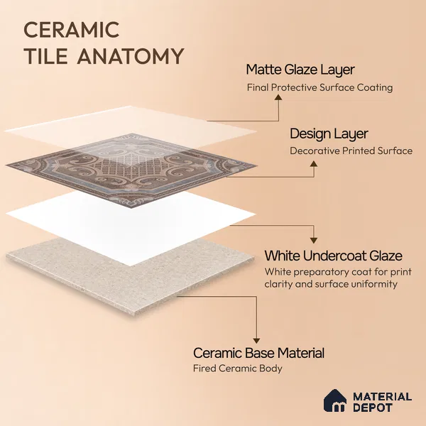 Moroccan Wall Tile TL 04930 Imperial Grace Decor Amber Dunes 1 ft x 1 ft Ceramic Matte Finish - 9 mm | Suitable For Kitchen, Bathroom, Foyer | Please Expect a Slight Variation of Pattern
