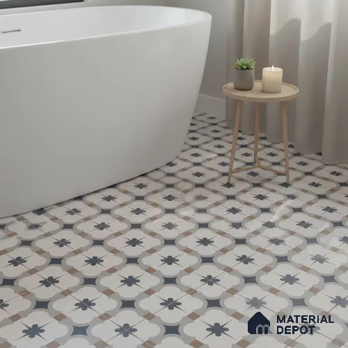Moroccan Wall & Floor Tile TL 04931 Base & Bloom Decor Starry Sapphire 1 ft x 1 ft Ceramic Matte Finish - 9 mm | Suitable for Bathroom, Kitchen, Entryway | Please Expect a Slight Variation of Pattern