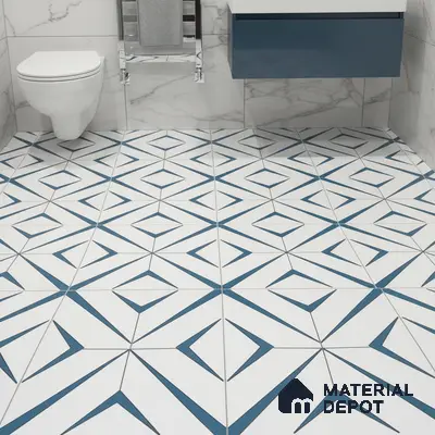 Moroccan Wall & Floor Tile TL 04935 Marrakech Starry Blue 1 ft x 1 ft Ceramic Matte Finish - 9 mm | Suitable for Living Room, Bedroom, Bathroom, Courtyard, Balcony | Please Expect a Slight Variation of Pattern