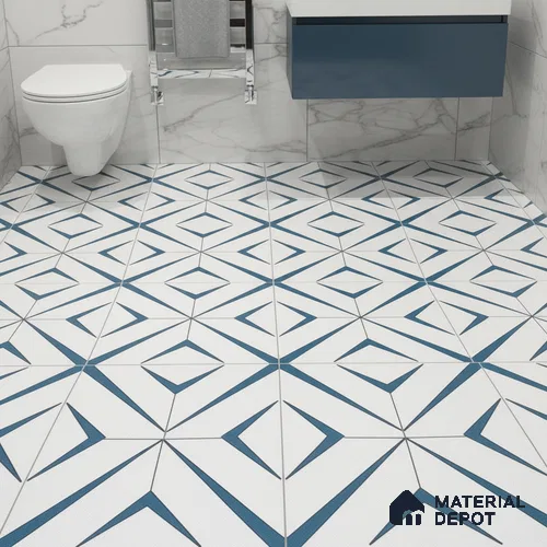 Moroccan Wall & Floor Tile TL 04935 Marrakech Starry Blue 1 ft x 1 ft Ceramic Matte Finish - 9 mm | Suitable For Kitchen, Bathroom, Entryway | Please Expect a Slight Variation of Pattern