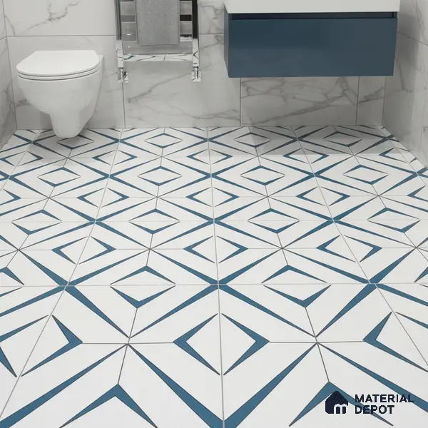 Moroccan Wall & Floor Tile TL 04935 Marrakech Starry Blue 1 ft x 1 ft Ceramic Matte Finish - 9 mm | Suitable for Living Room, Bedroom, Bathroom, Courtyard, Balcony | Please Expect a Slight Variation of Pattern