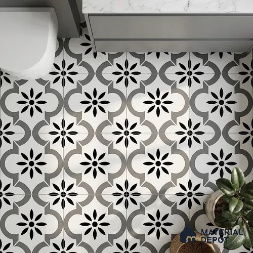 Moroccan Wall & Floor Tile TL 04938 Marrakech Minimalistic Moreno 1 ft x 1 ft Ceramic Matte Finish - 9 mm | Suitable for Bathroom, Kitchen, Entryway | Please Expect a Slight Variation of Pattern
