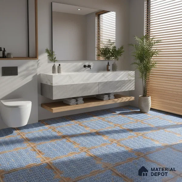 Moroccan Wall & Floor Tile TL 04951 Riad Rustic Decor Mud Brown Azul 1 ft x 1 ft Ceramic Matte Finish - 9 mm | Suitable for Bathroom, Kitchen, Balcony | Please Expect a Slight Variation of Pattern (Sample)