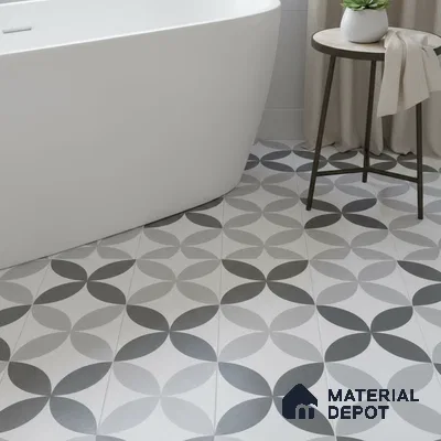 Moroccan Wall & Floor Tile TL 04958 Marrakech Rangoli Greyshades 1 ft x 1 ft Ceramic Matte Finish - 9 mm | Suitable for Bathroom, Kitchen, Balcony | Please Expect a Slight Variation of Pattern (Sample)
