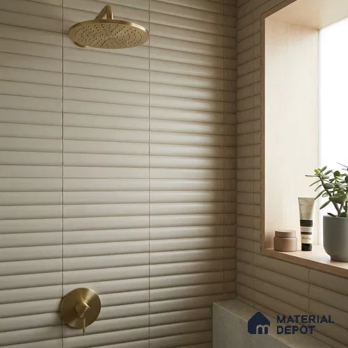 Subway Fluted Wall Tile TL 04961 E Piedra Seam Silver 12 x 3 inch Ceramic Matte Finish - 6.5 mm | Suitable for Highlighter Walls, Foyer, Bathroom, Kitchen Wall & Backsplashes